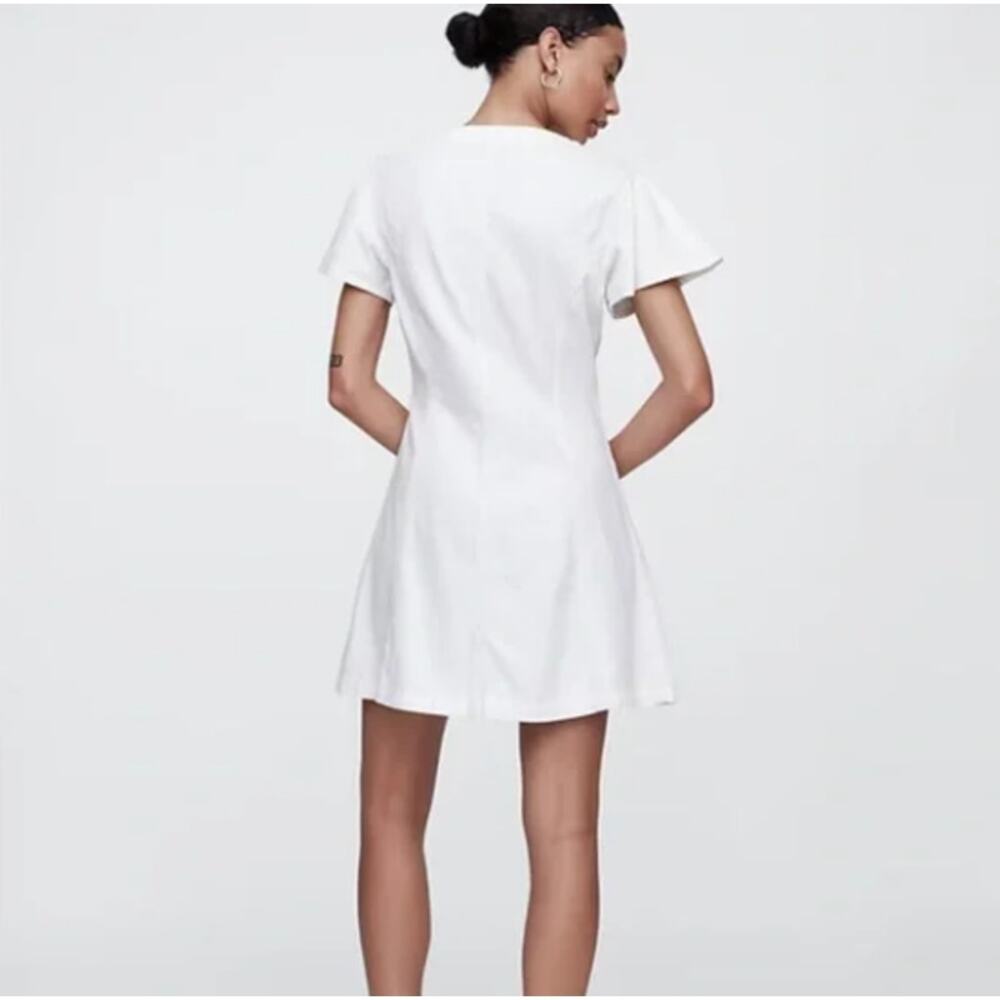 Gap Flutter Sleeve Button Down Mini Denim Dress I… - image 2